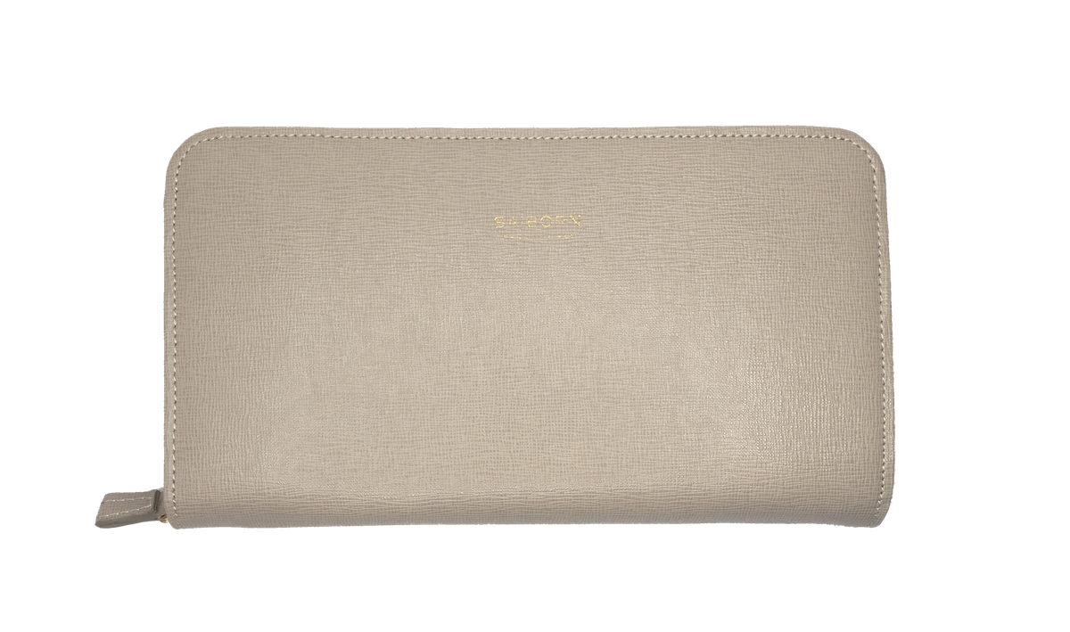 Saiborns beige continental-plånbok i äkta läder